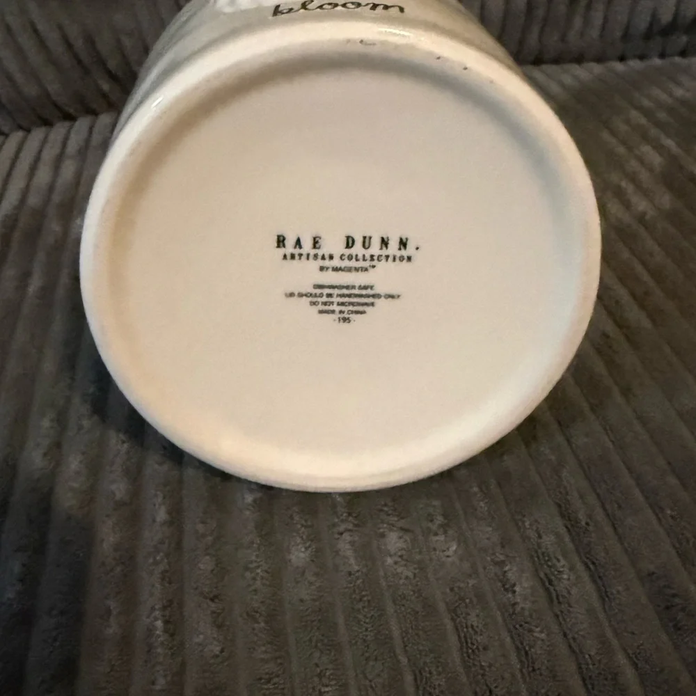 Rae Dunn White Ceramic Jar with Floral Pattern- BLOOM- NWT